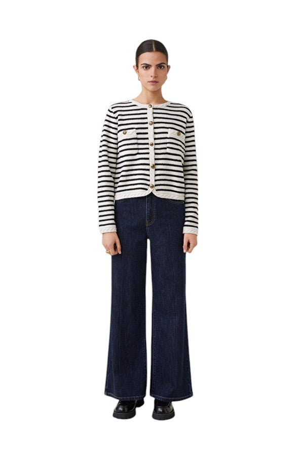 Gabriel Cardigan - Black/White Stripe