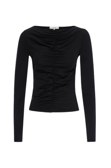 Ruched Long Sleeve Top - Black
