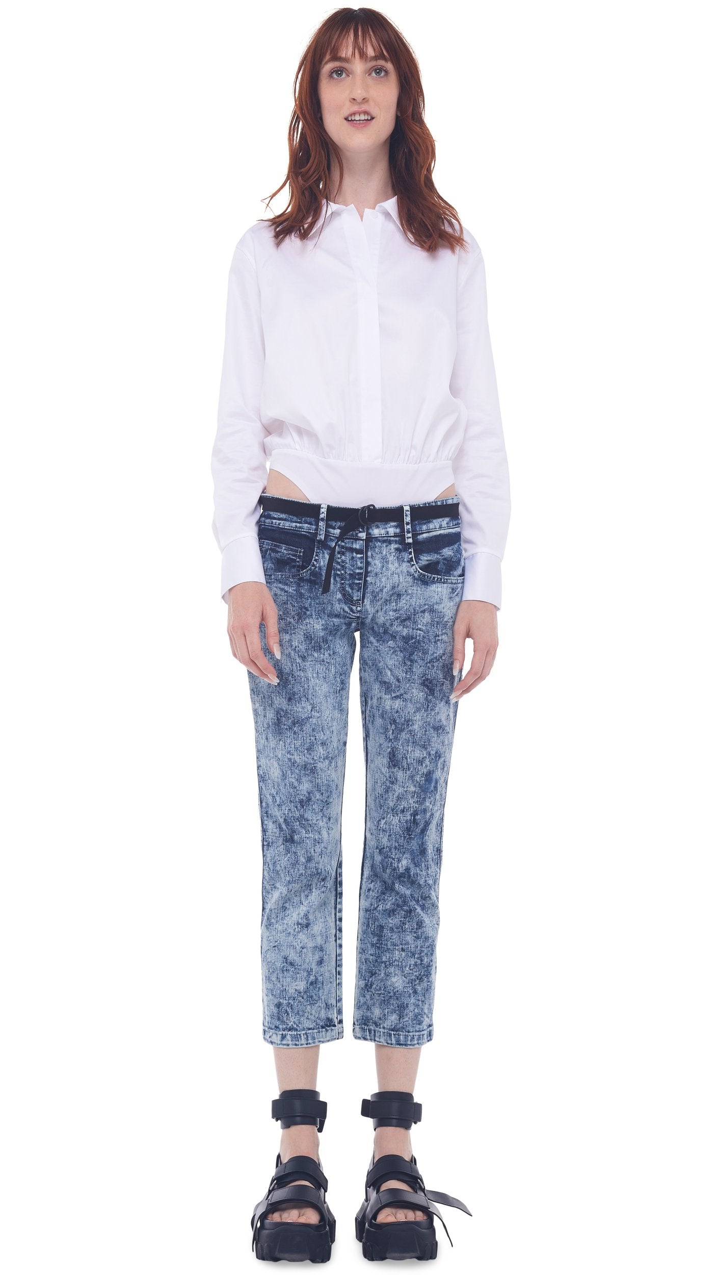 Boyfriend Shirt Bodysuit - White