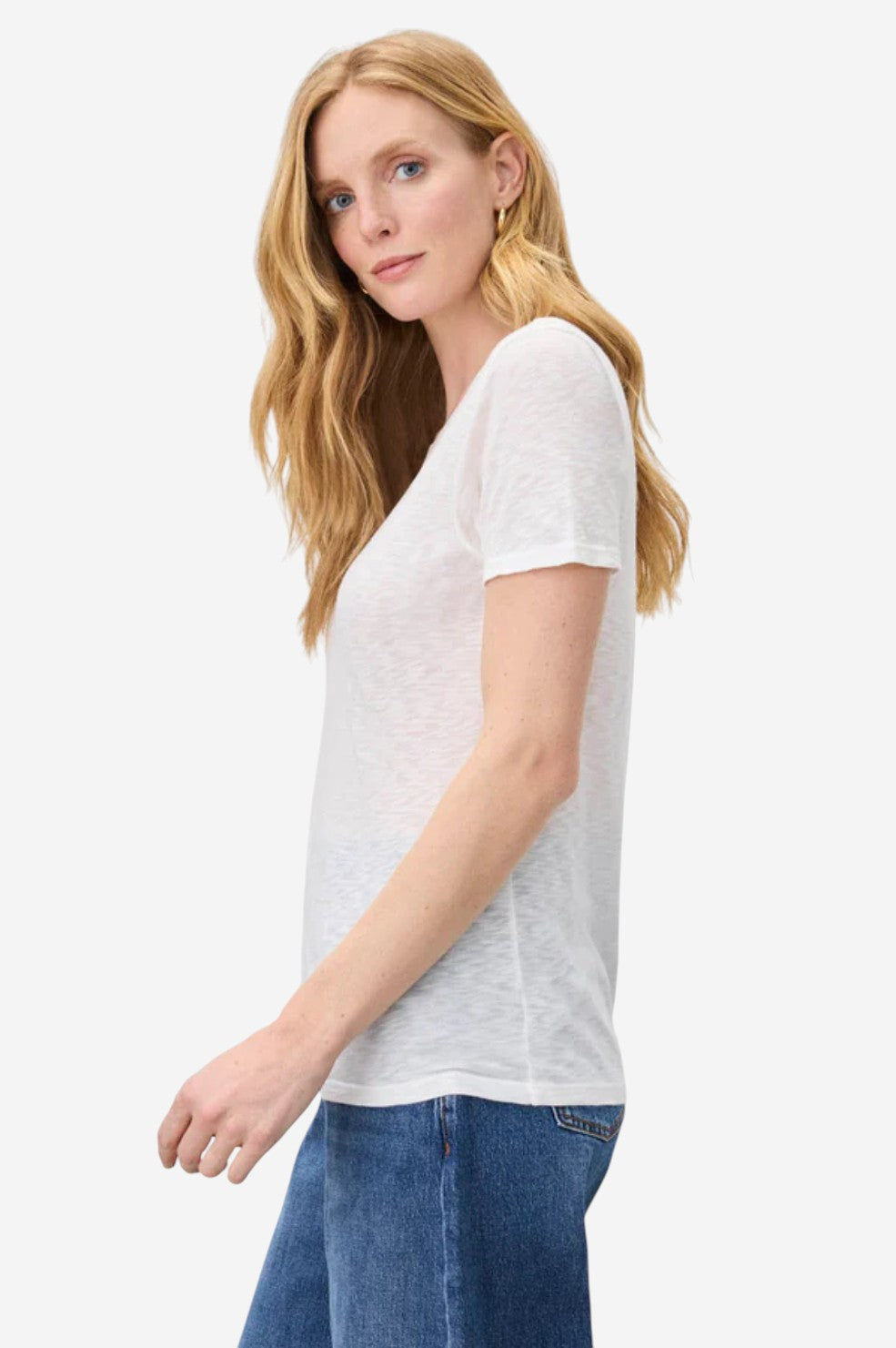 Zoe Slub Crew Neck Tee - White