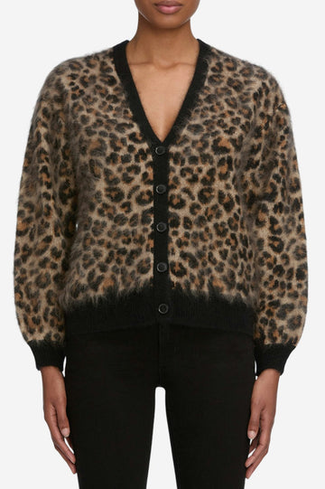 The Brushed Cashmere Cardi - Leopard