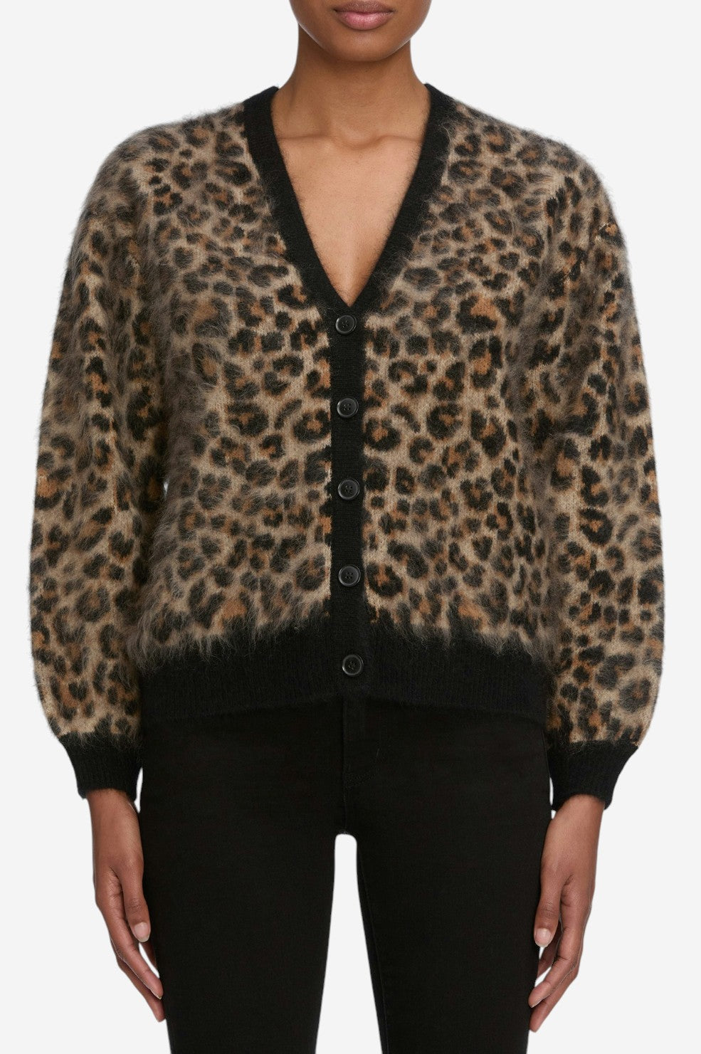 The Brushed Cashmere Cardi - Leopard