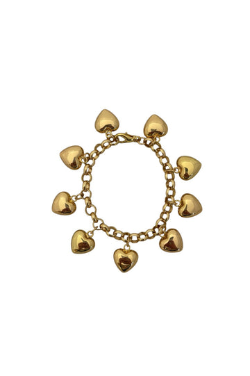 Rolo Chain Puffy Heart Bracelet - Gold
