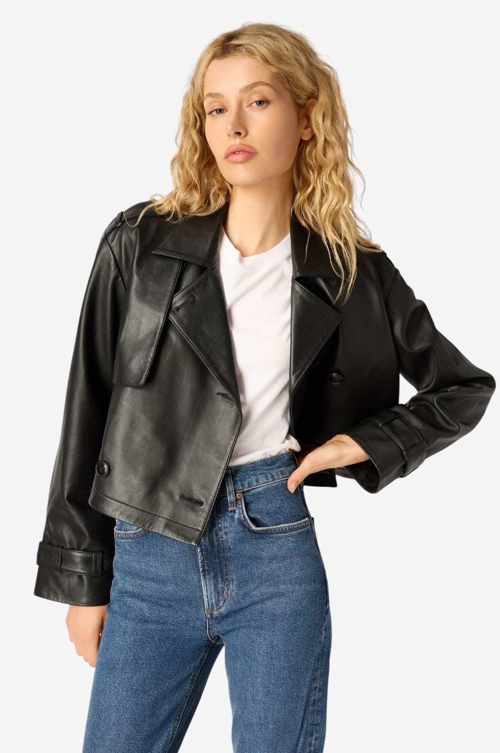 Saskia Genuine Leather Jacket - Black