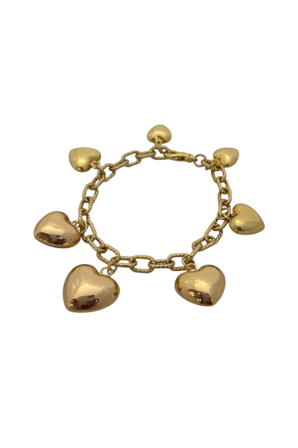 Twisted Link Puffy Heart Bracelet - Gold