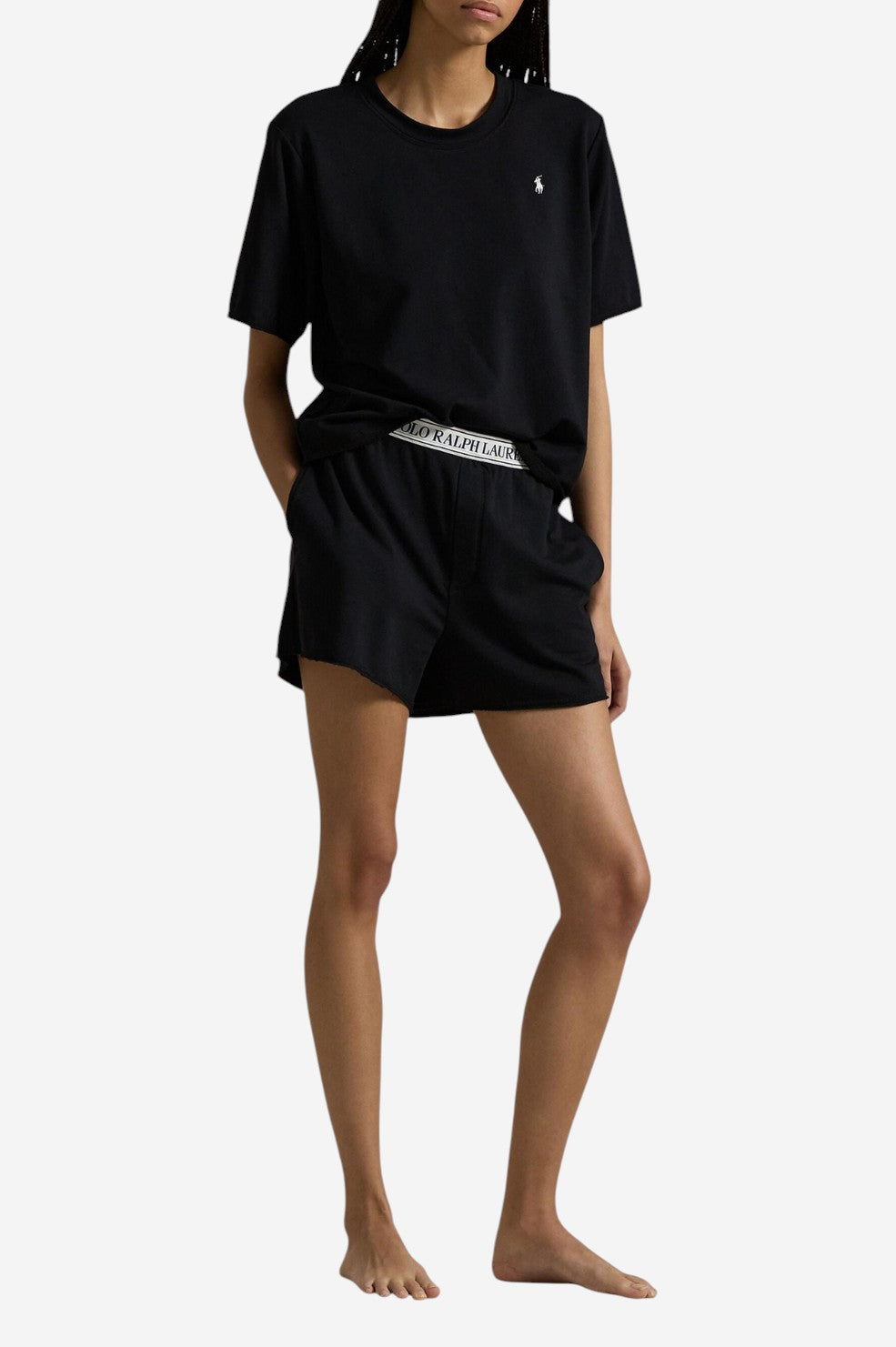 Club Terry 2-Piece Short-Sleeve Pajama Set - Black