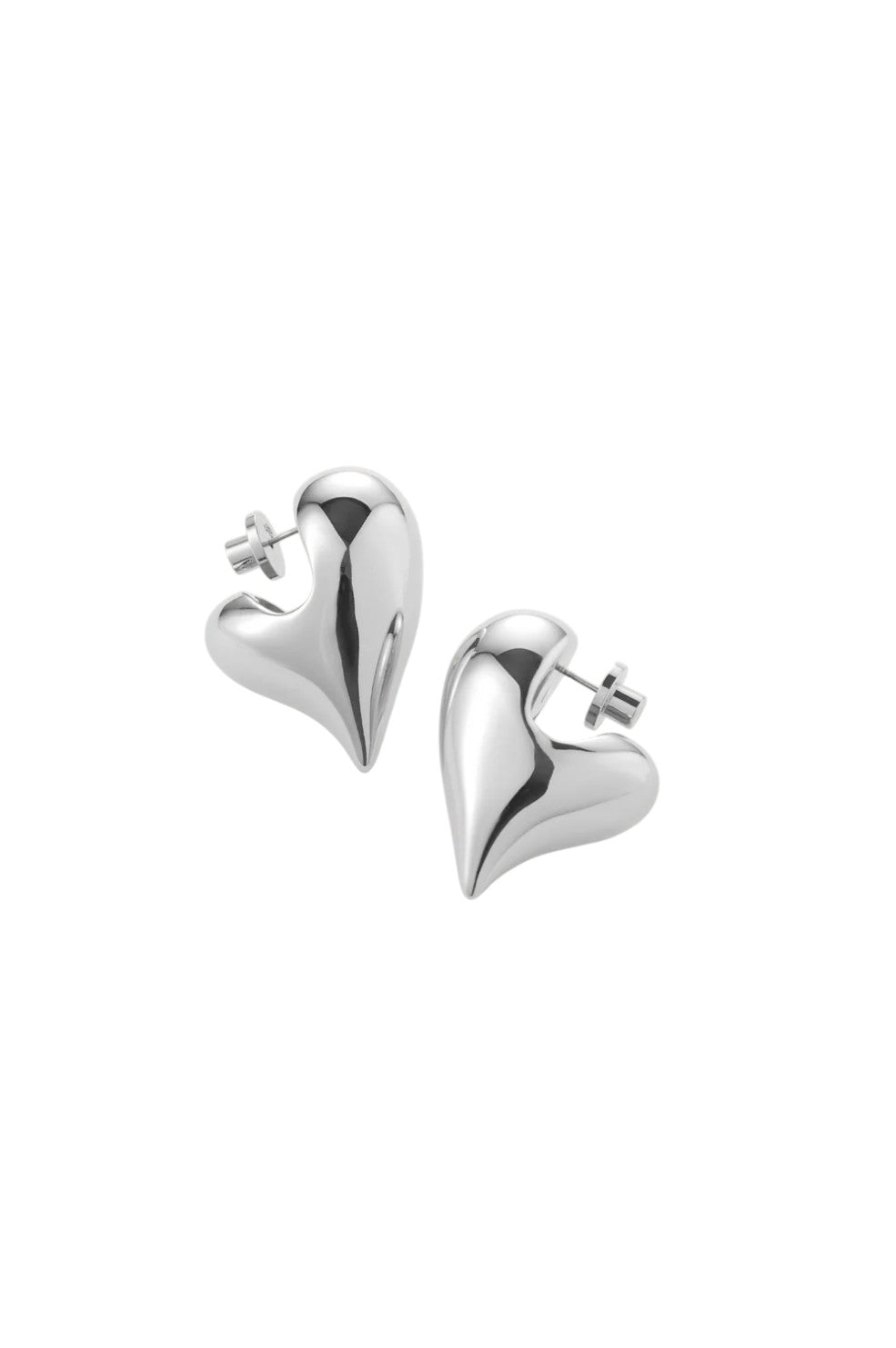 Art Heart Puff Earrings - Silver