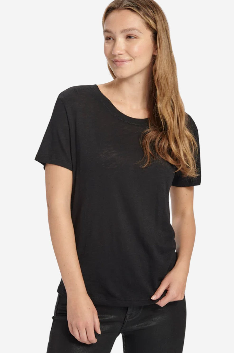 Zoe Slub Crew Neck Tee - Black