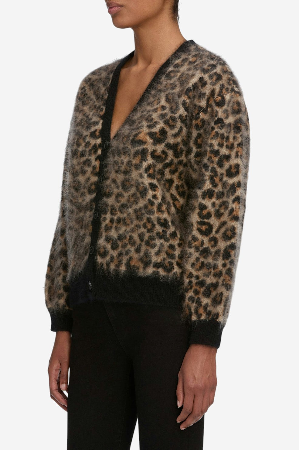 The Brushed Cashmere Cardi - Leopard