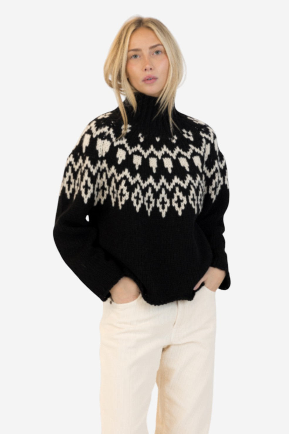 AggieFair Isle Crewneck Pullover - Black/White