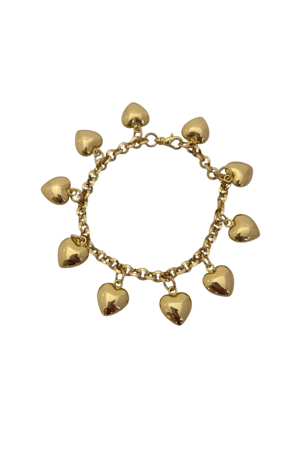 Beveled Chain Puffy Heart Bracelet - Gold