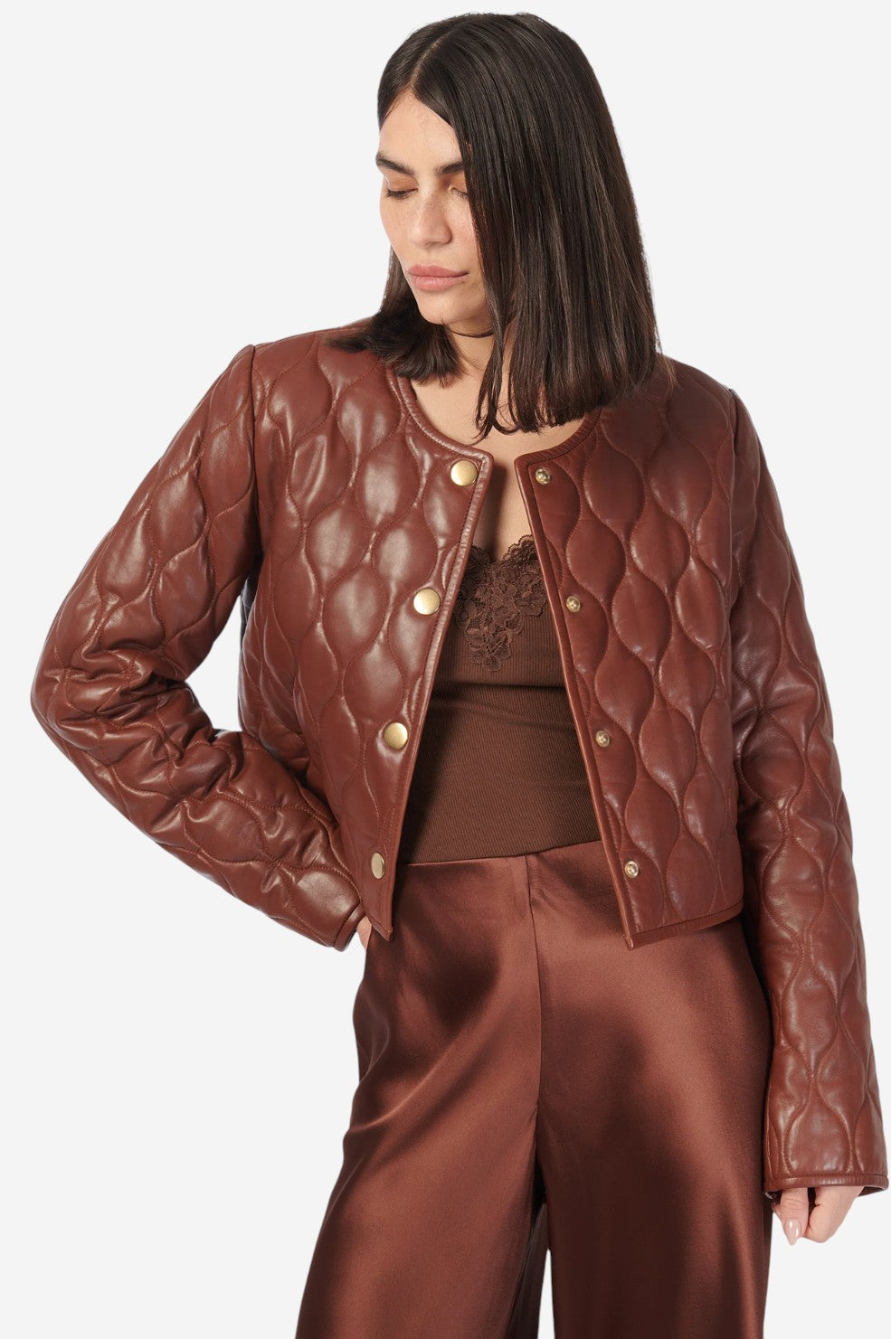 Wanda Genuine Leather Jacket - Mousse