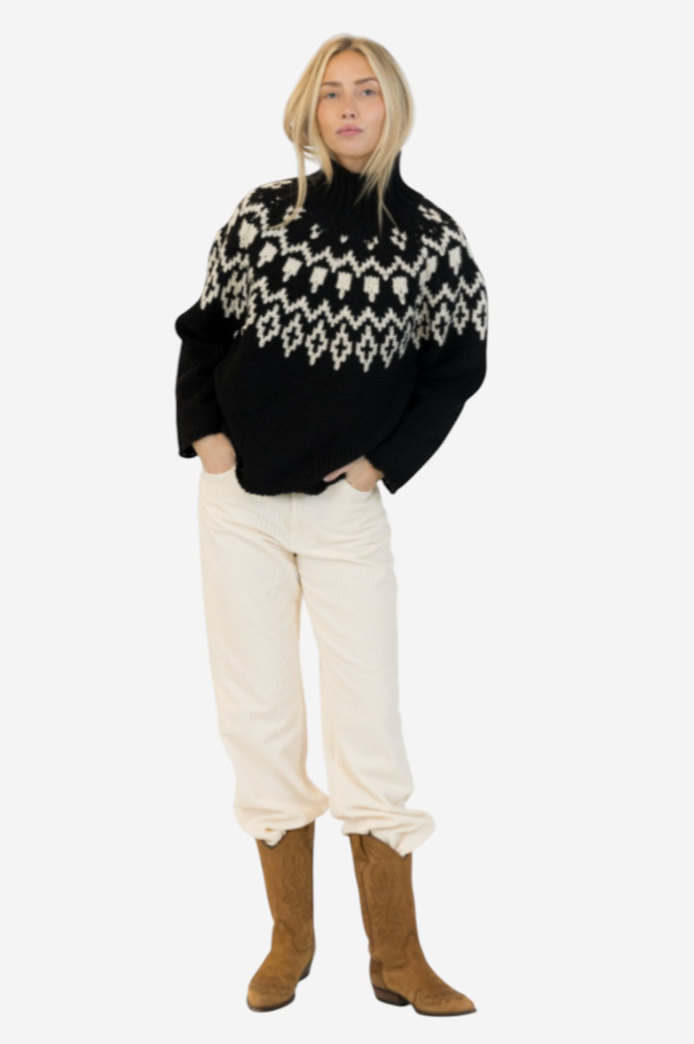 AggieFair Isle Crewneck Pullover - Black/White