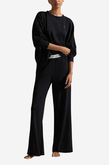 Sweatshirt & Wide Leg Pants Set - Black