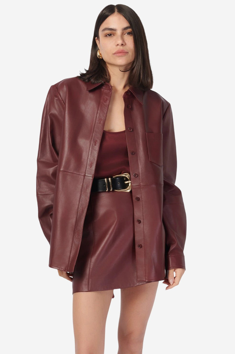 Wendell Genuine Leather Shirt Jacket - Syrah