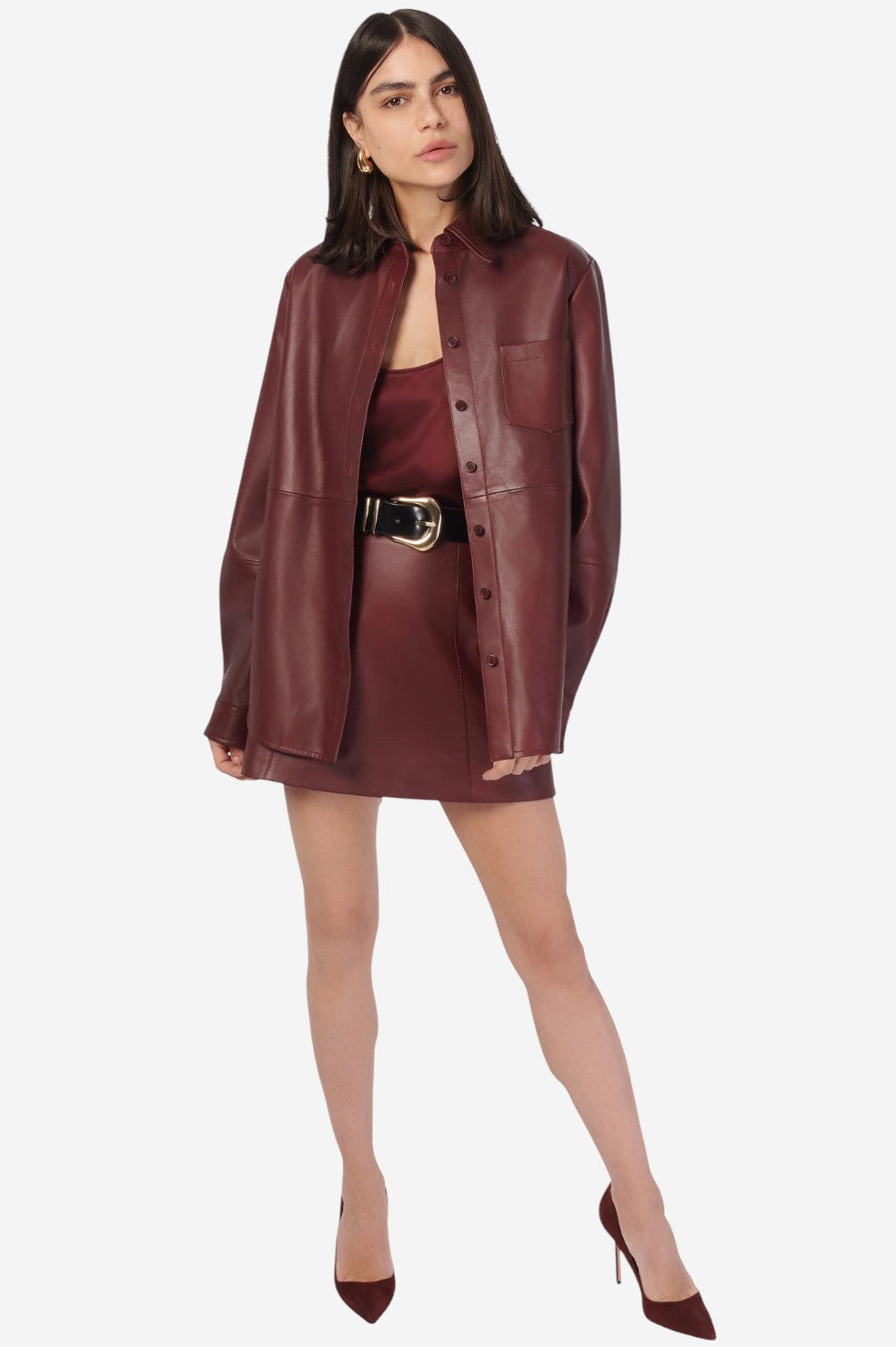 Wendell Genuine Leather Shirt Jacket - Syrah