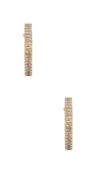 Large Baguette Hoops - Gold