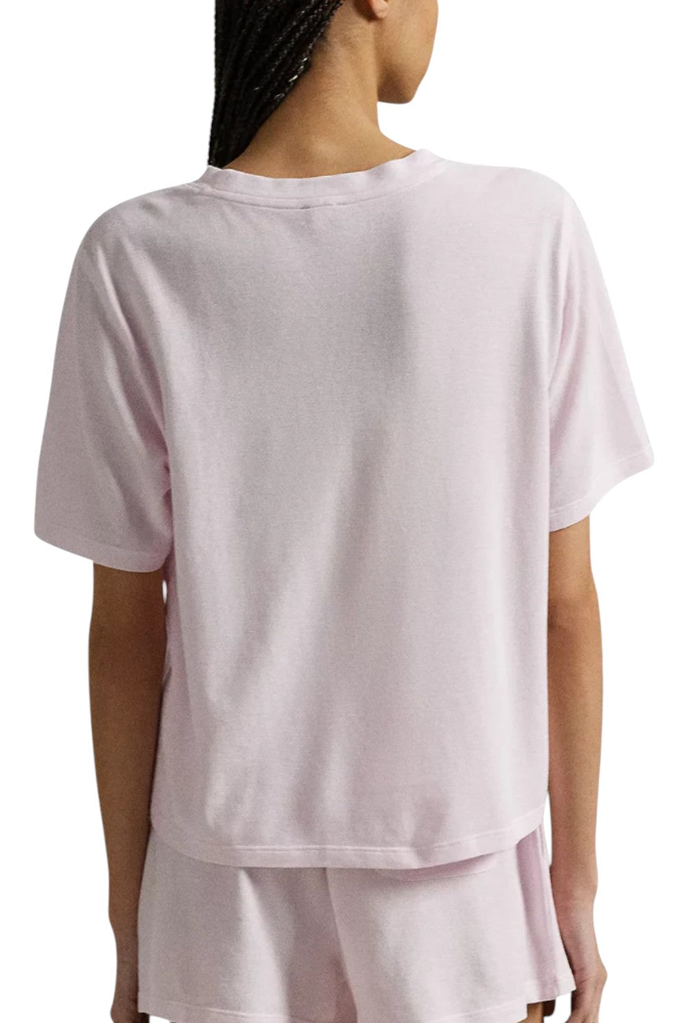 Knit Oxford Short Sleeve Short Pajamas Set - Pink