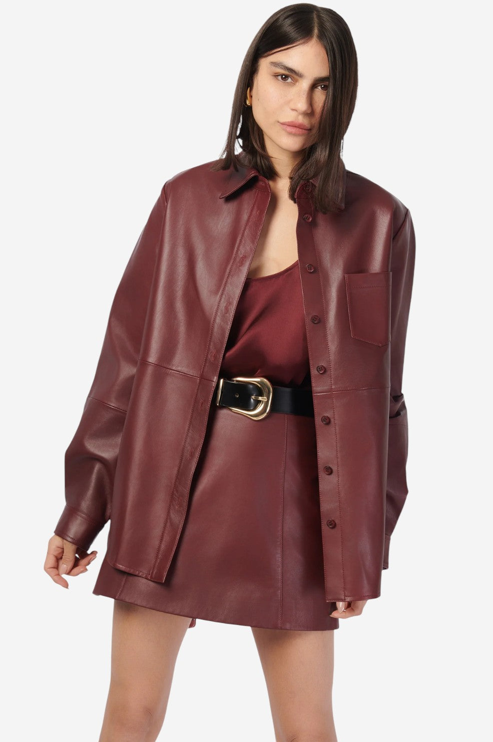 Wendell Genuine Leather Shirt Jacket - Syrah