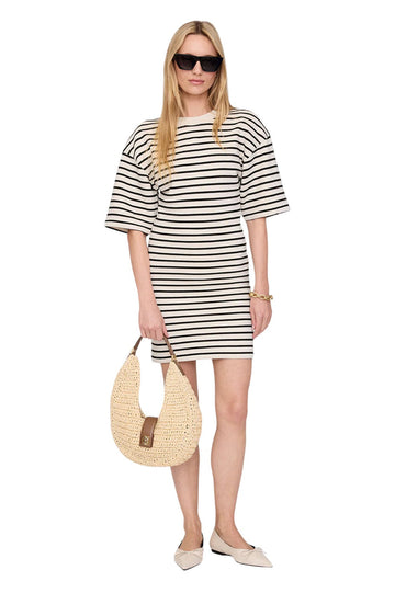 Mona Dress - Black Stripe French Terry