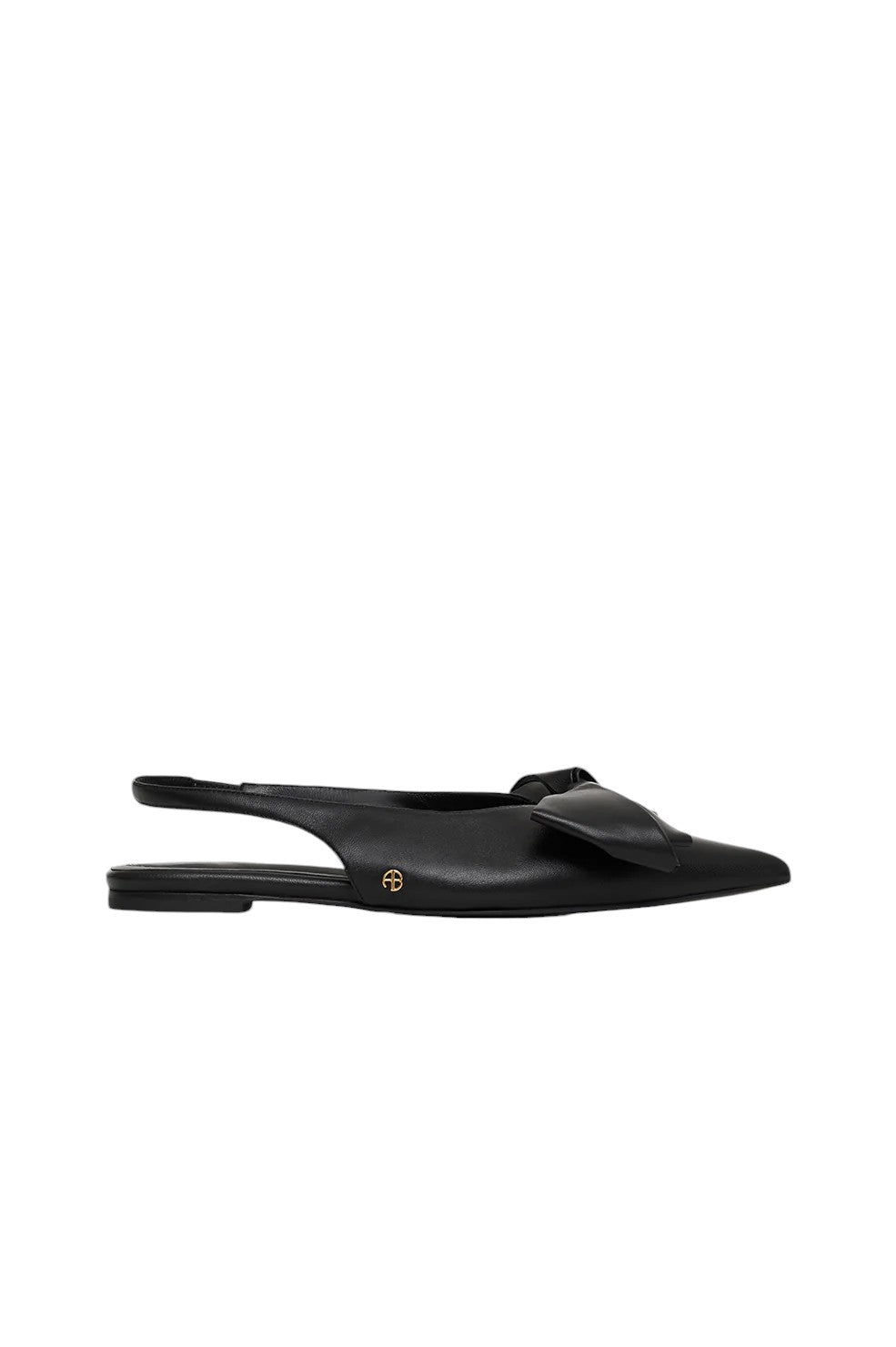 Nina Slingback Flats with Bow - Black
