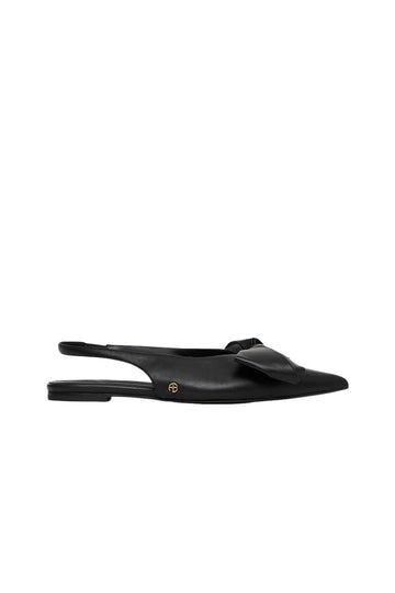 Nina Slingback Flats with Bow - Black