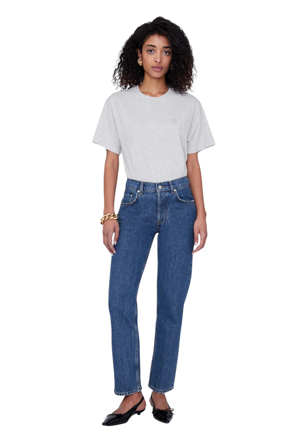 Lili Tee Framed Monogram - Heather Grey