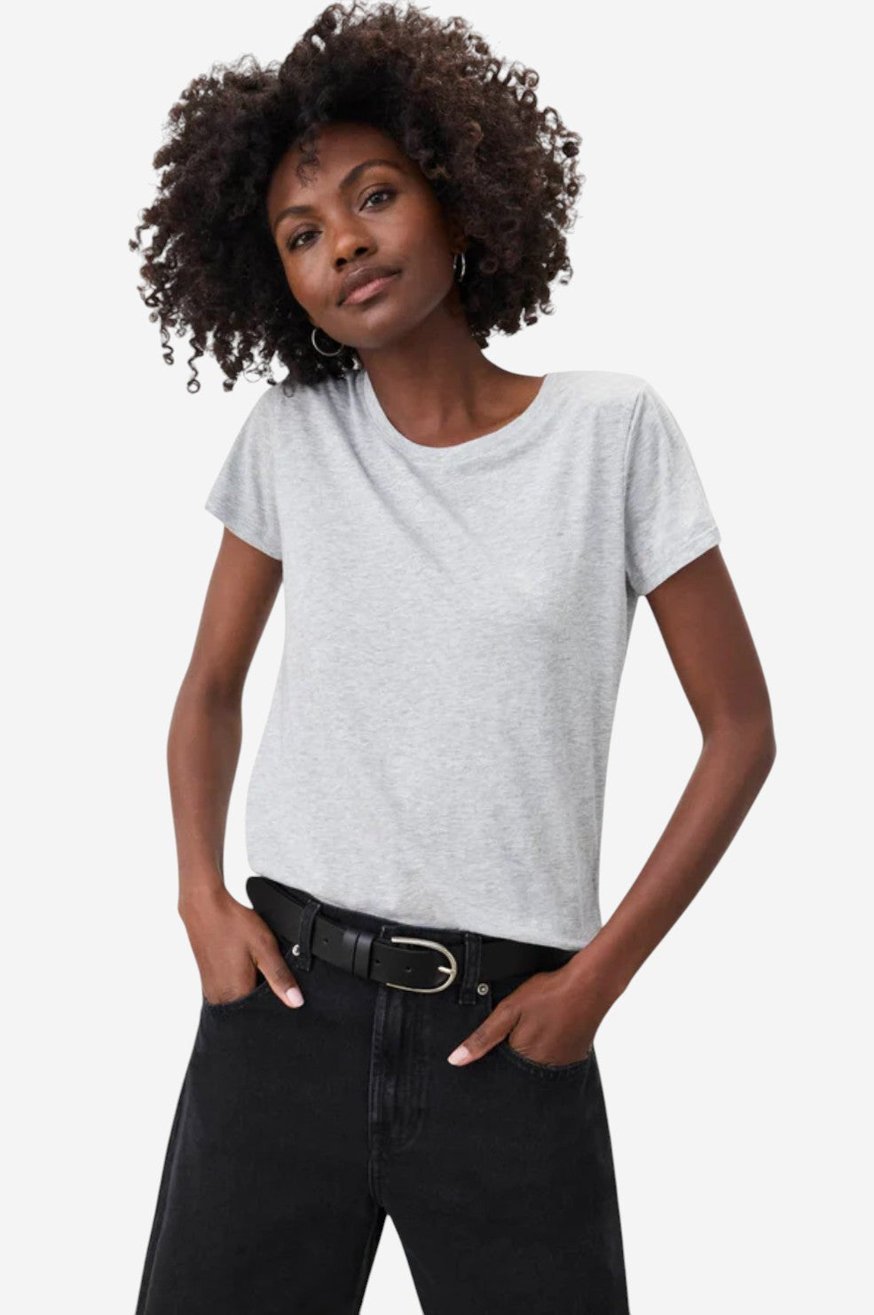 Abbie Crewneck Tee - Heather Grey