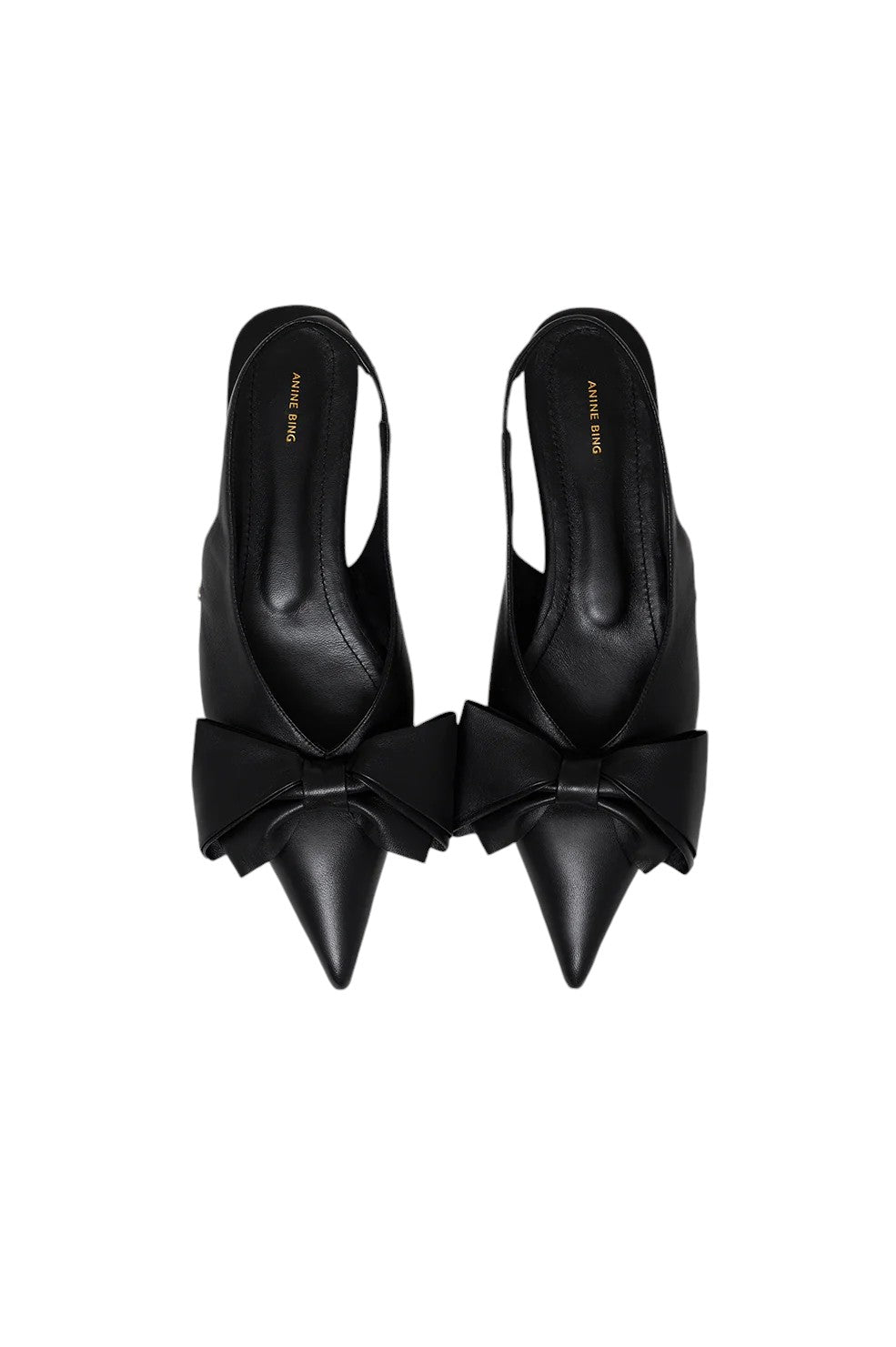Nina Slingback Flats with Bow - Black