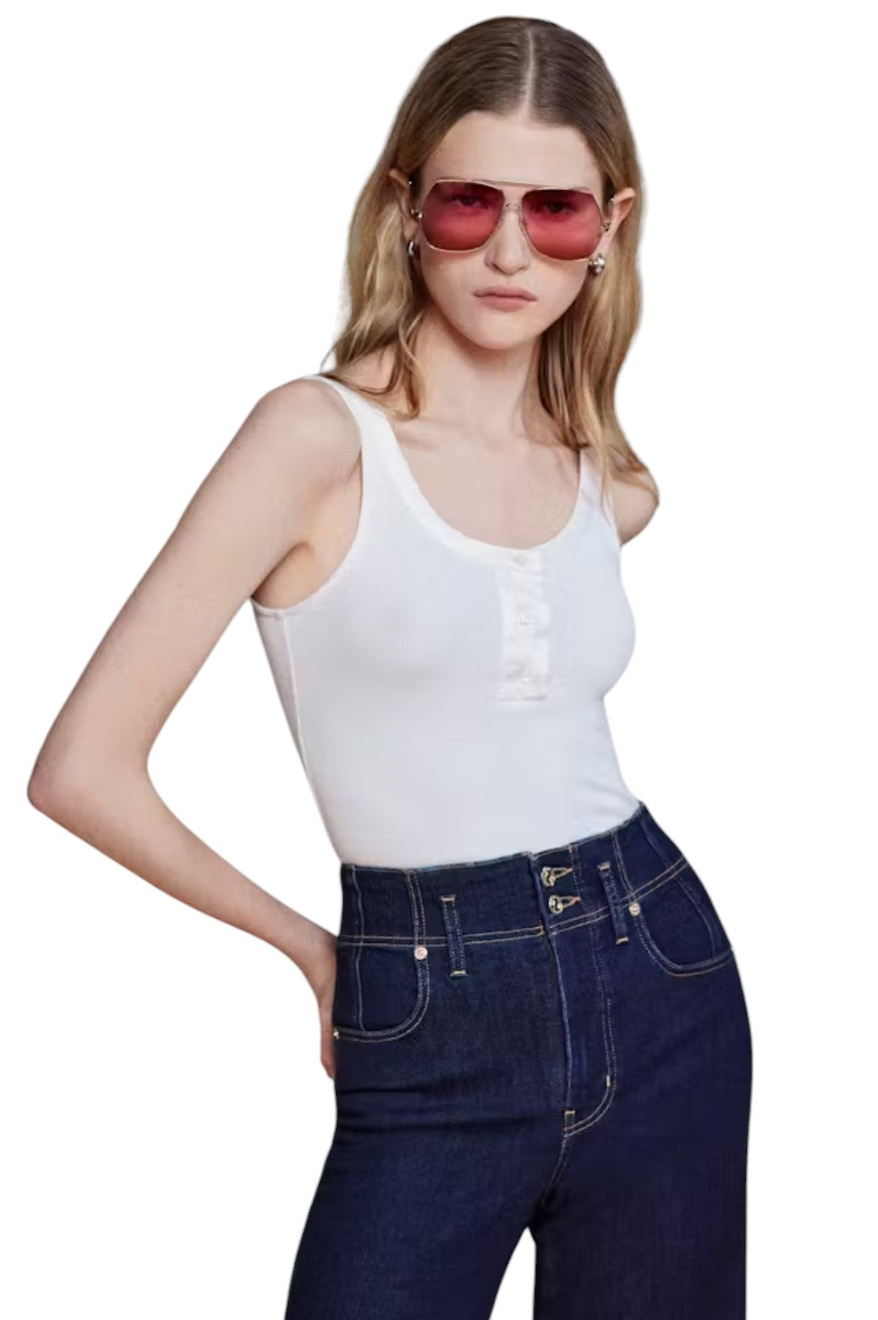 The Satin Trim Tank - Alabaster