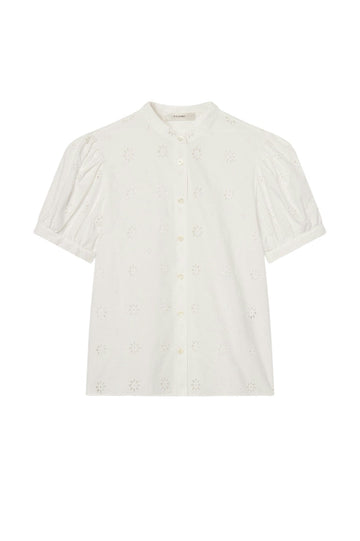 The Eyelet Gathered Top - White