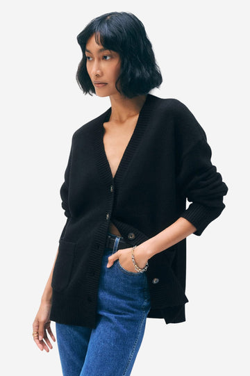 Cashmere Luxe Pocket Cardigan - Black