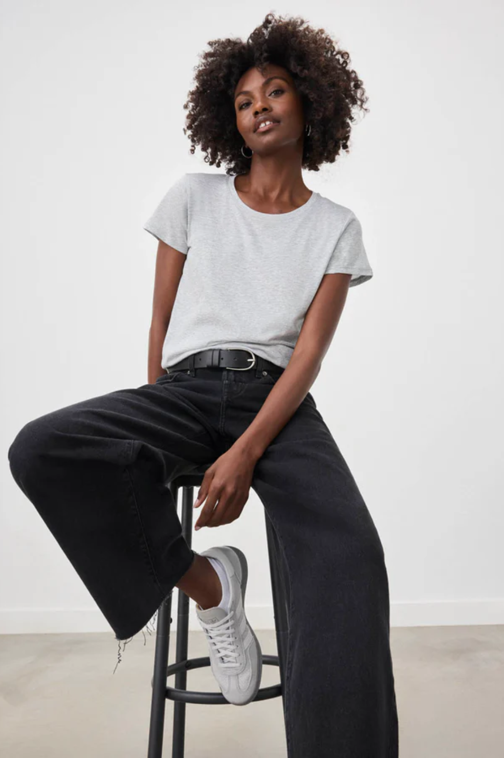 Abbie Crewneck Tee - Heather Grey