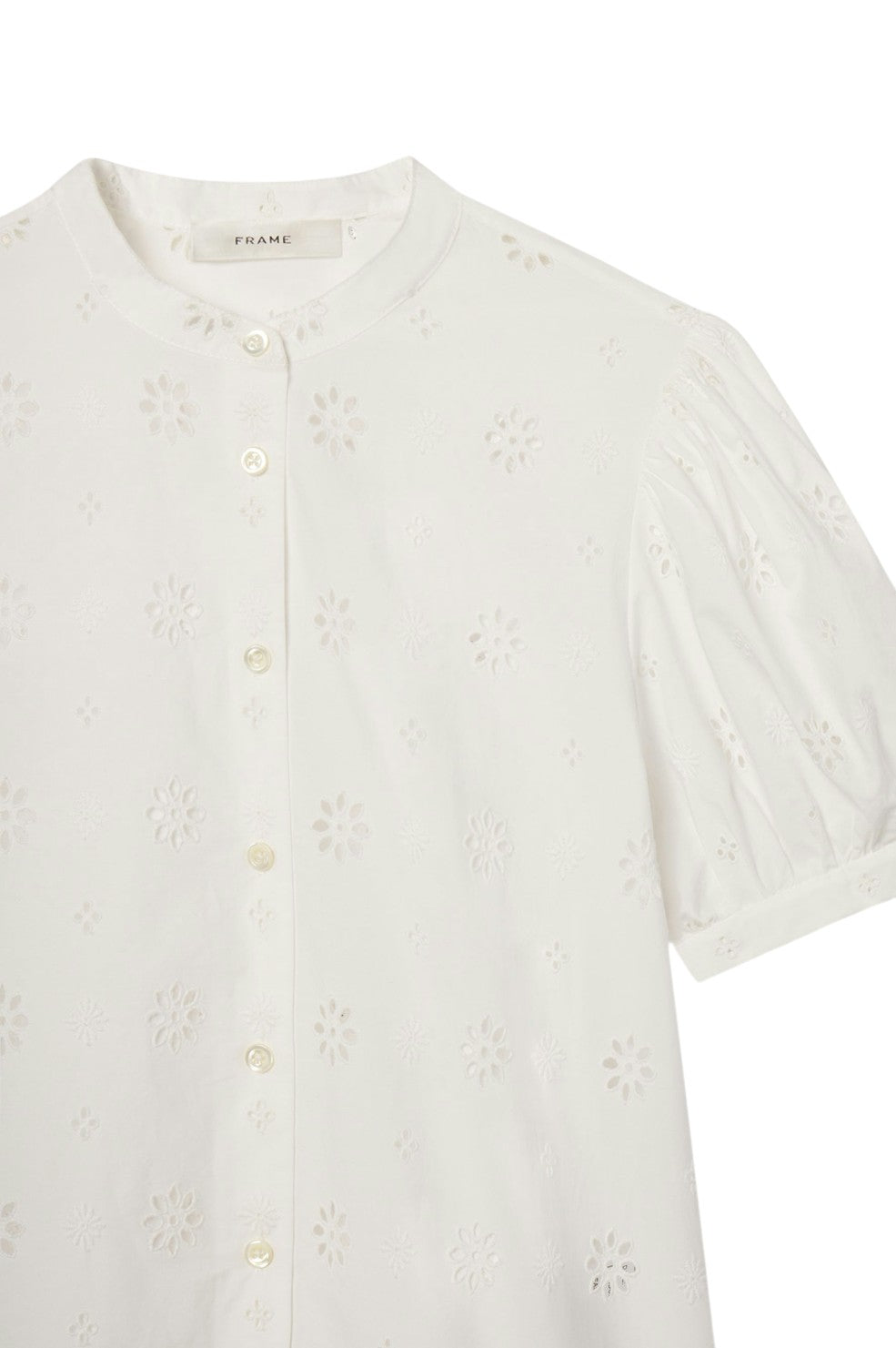 The Eyelet Gathered Top - White