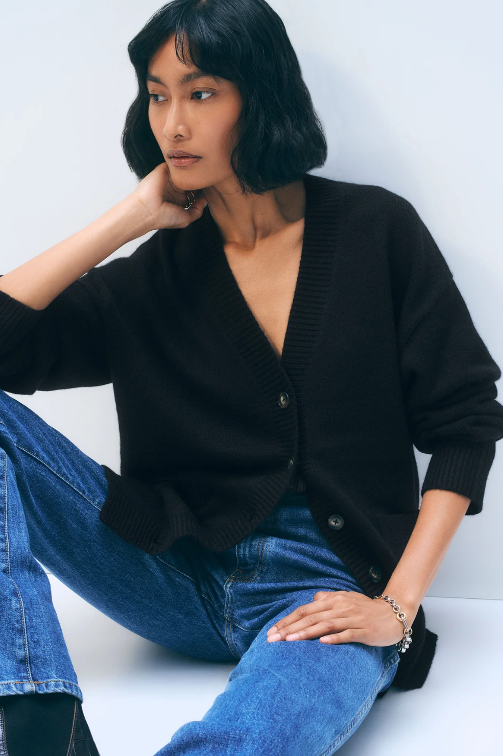 Cashmere Luxe Pocket Cardigan - Black