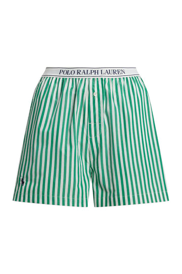 Stripe Sleep Boxer With Logo - Vine Green