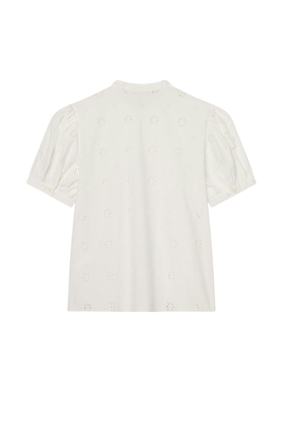 The Eyelet Gathered Top - White