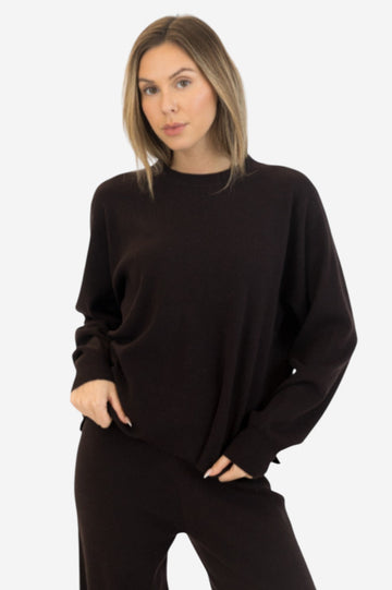 Claret Crewneck Pullover - Chocolate Brown