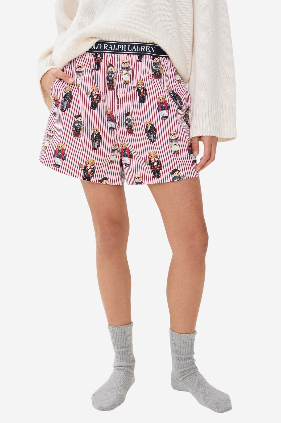 Polo Bear Sleep Boxer - Iconic Bear Snowfall Red