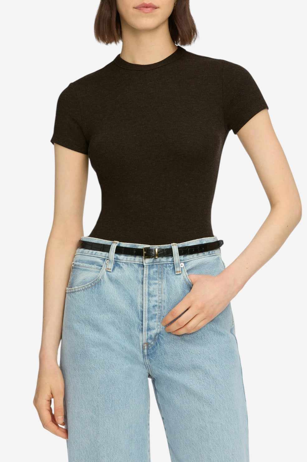 The Rib Baby Tee - Coffee Heather