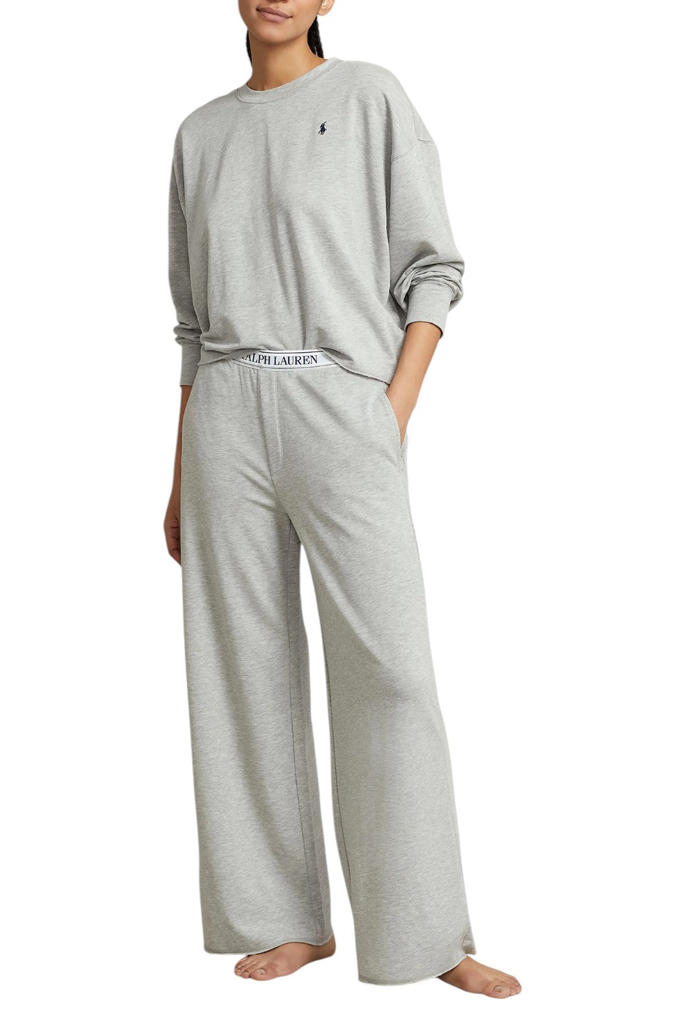 Sweatshirt & Wide Leg Set - Heather Grey