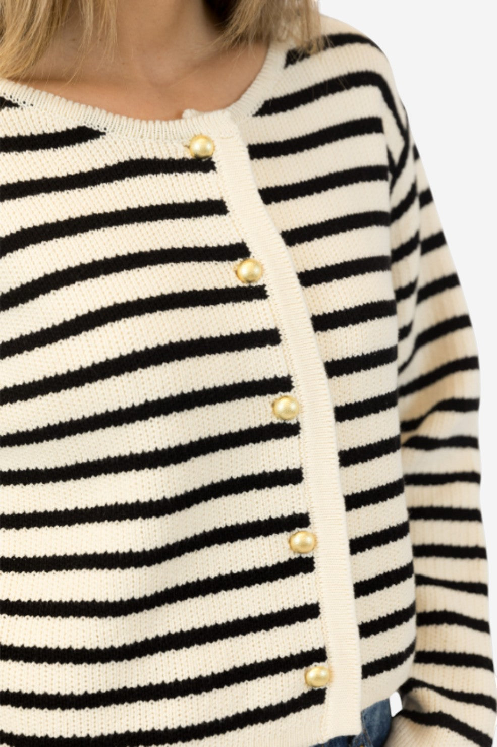 Devon Cardigan - Black And White Stripe