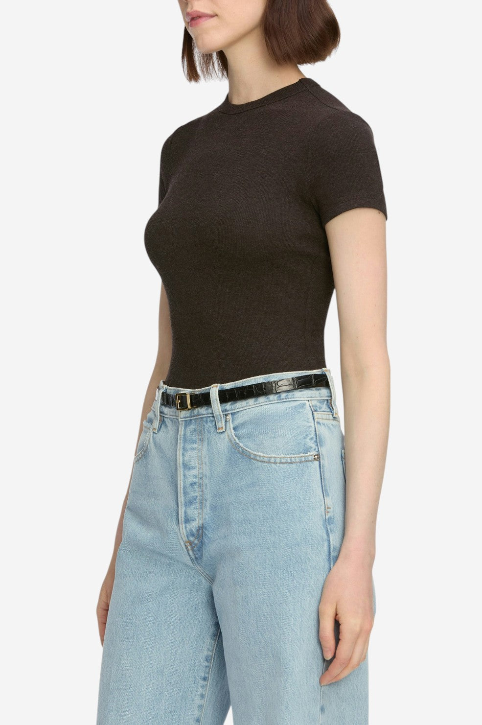 The Rib Baby Tee - Coffee Heather