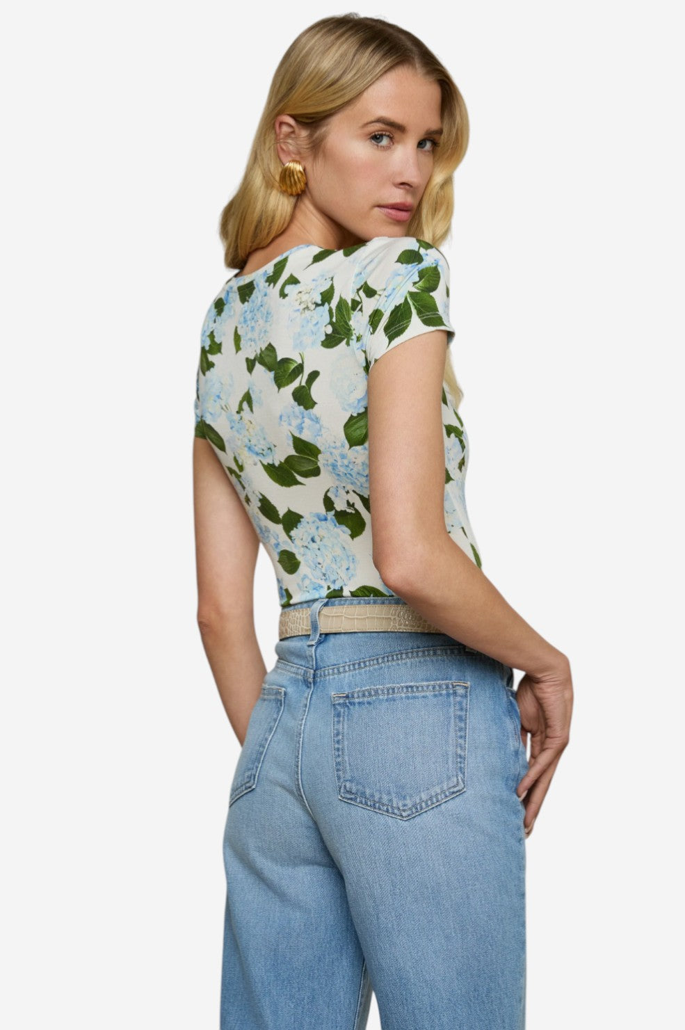 Ressi Tee - Ivory/Light Blue Hydrangea