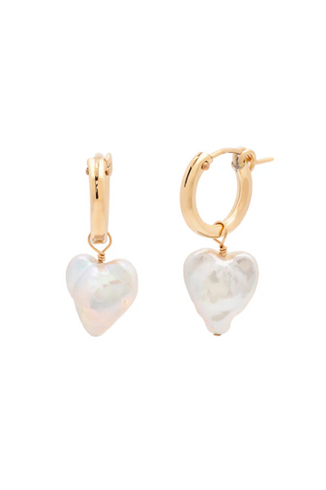 Amelia Heart Hoops - Pearl
