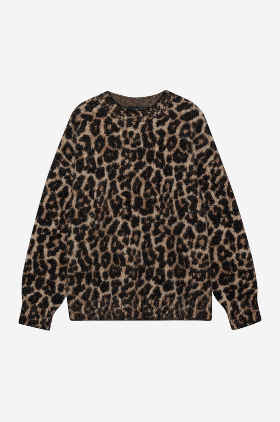 Sydney Crew Sweater - Black And Brown Leopard