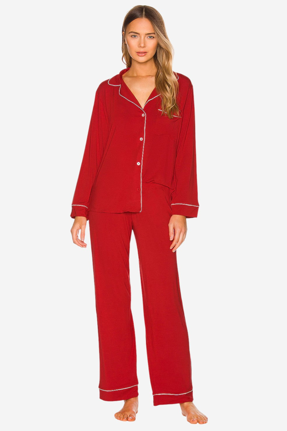 Gisele Long PJ Set - Holly Red/Ivory