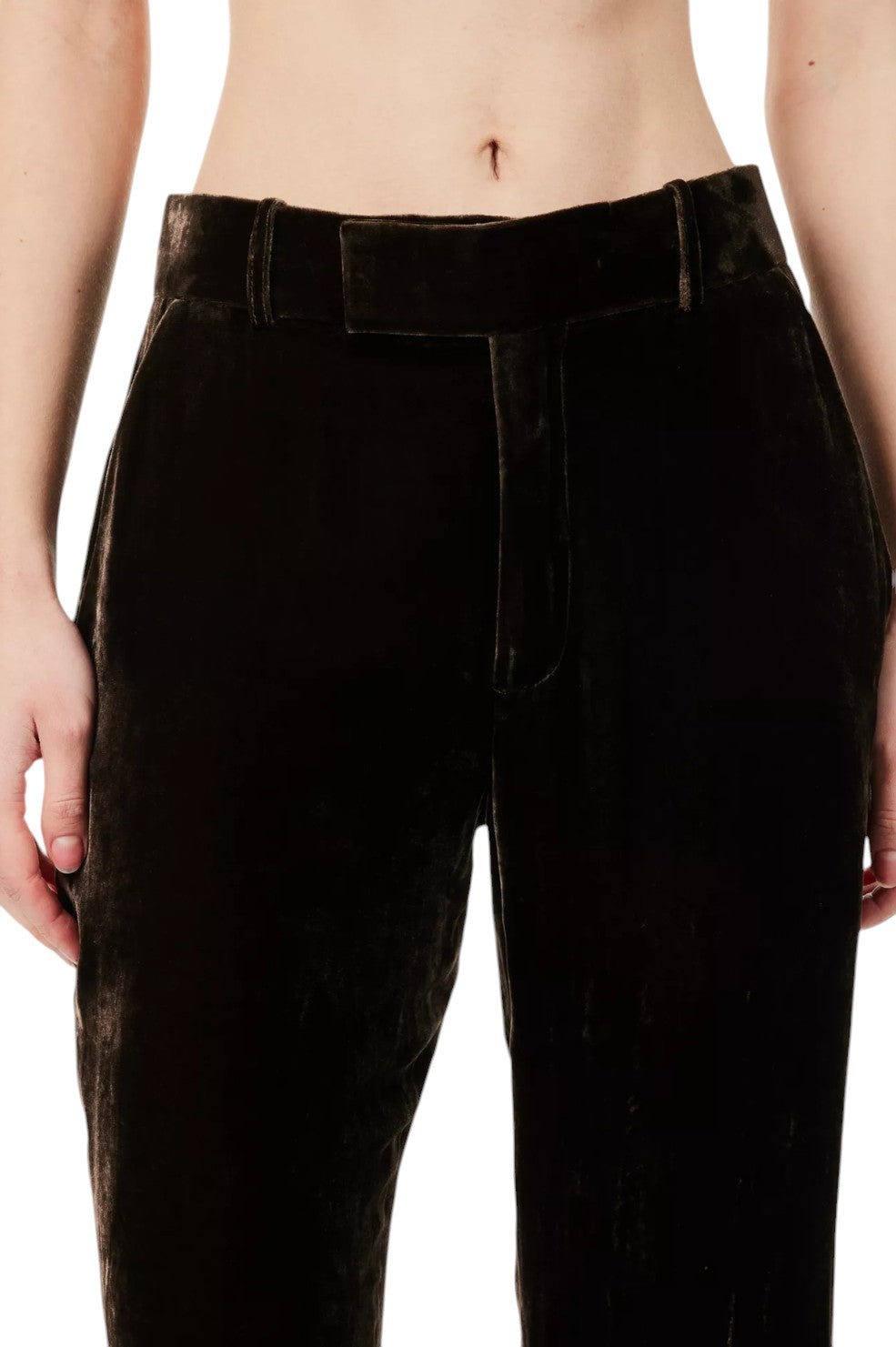 Crop Flare Velvet Trouser - Espresso