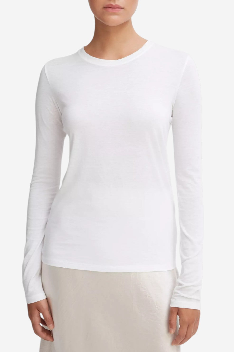 Essential Long Sleeve Crew Neck T-Shirt - Optic White