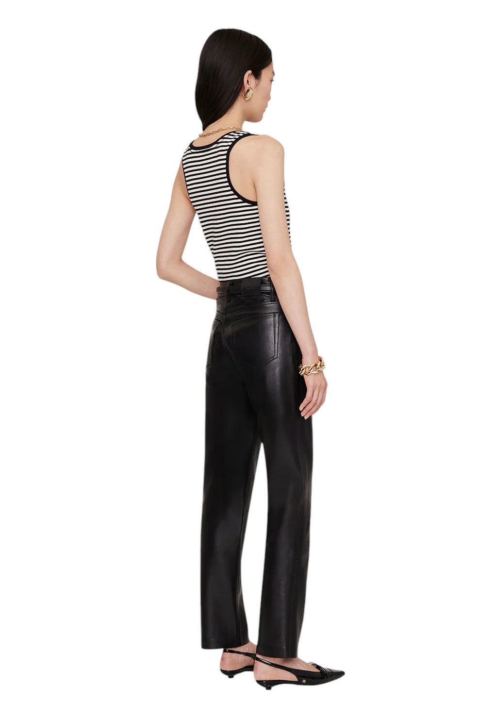 Alessia Tank - Cream And Black Stripe